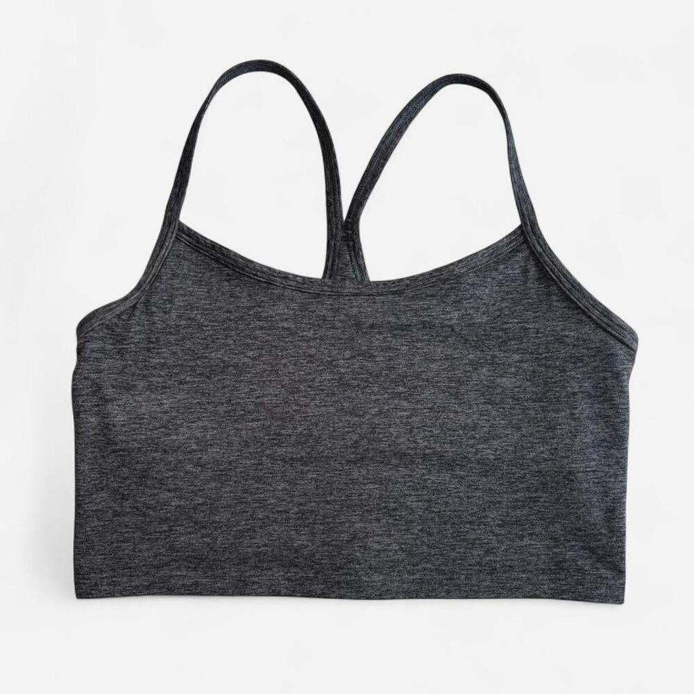 Aerie Women L Heather Gray White Lined Athletic Tank Top Workout Gym